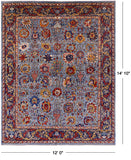 Blue Persian Fine Serapi Hand Knotted Wool Rug - 12' 0" X 14' 10" - Golden Nile