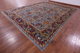 Blue Persian Fine Serapi Hand Knotted Wool Rug - 12' 0" X 14' 10" - Golden Nile