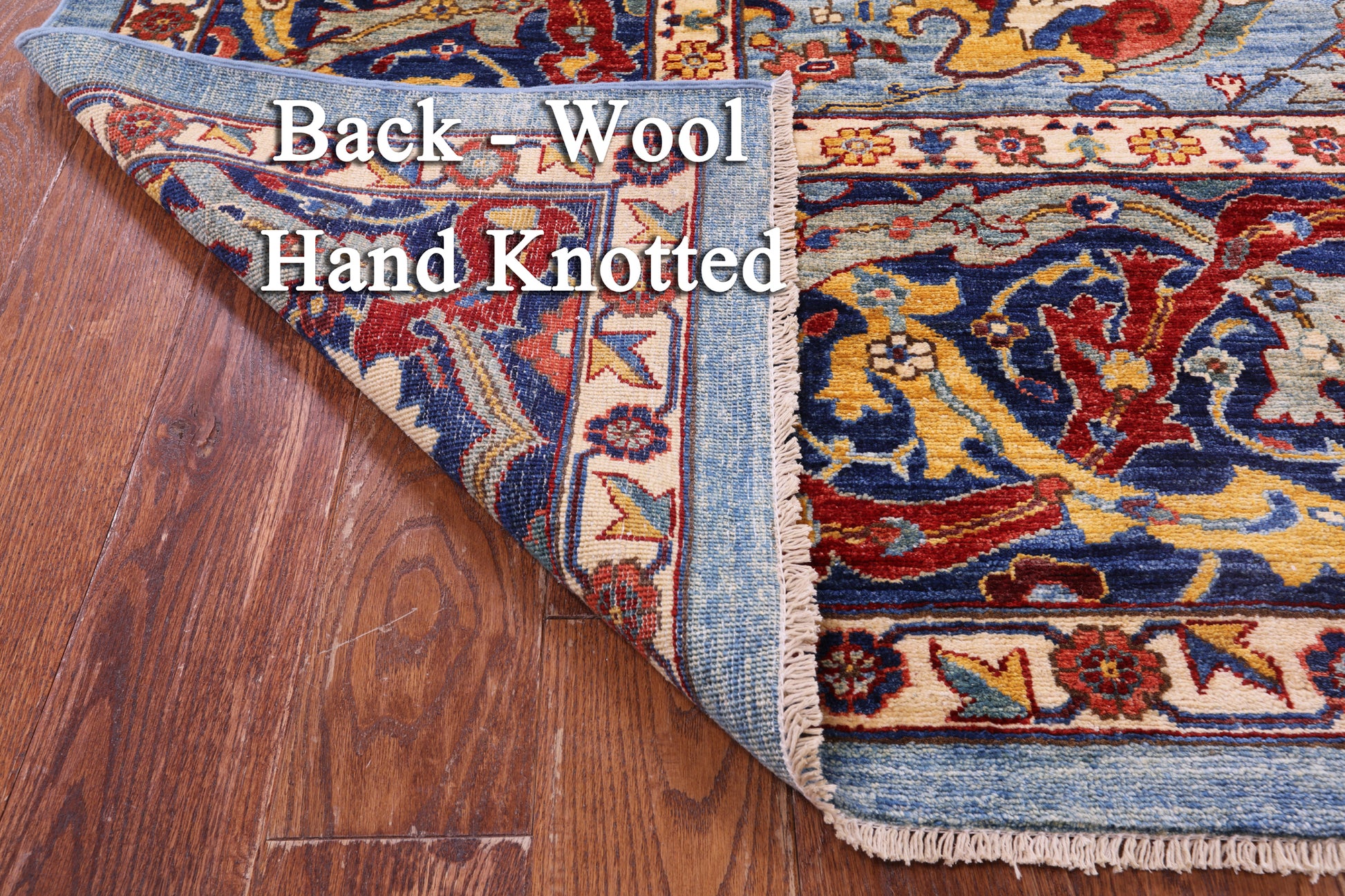 Blue Persian Fine Serapi Hand Knotted Wool Rug - 12' 0" X 14' 10" - Golden Nile