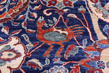 Blue Exotic Birds Persian Fine Serapi Hand Knotted Wool Rug - 12' 1" X 14' 8" - Golden Nile