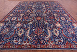 Blue Exotic Birds Persian Fine Serapi Hand Knotted Wool Rug - 12' 1" X 14' 8" - Golden Nile