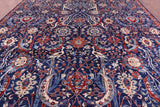 Blue Exotic Birds Persian Fine Serapi Hand Knotted Wool Rug - 12' 1" X 14' 8" - Golden Nile