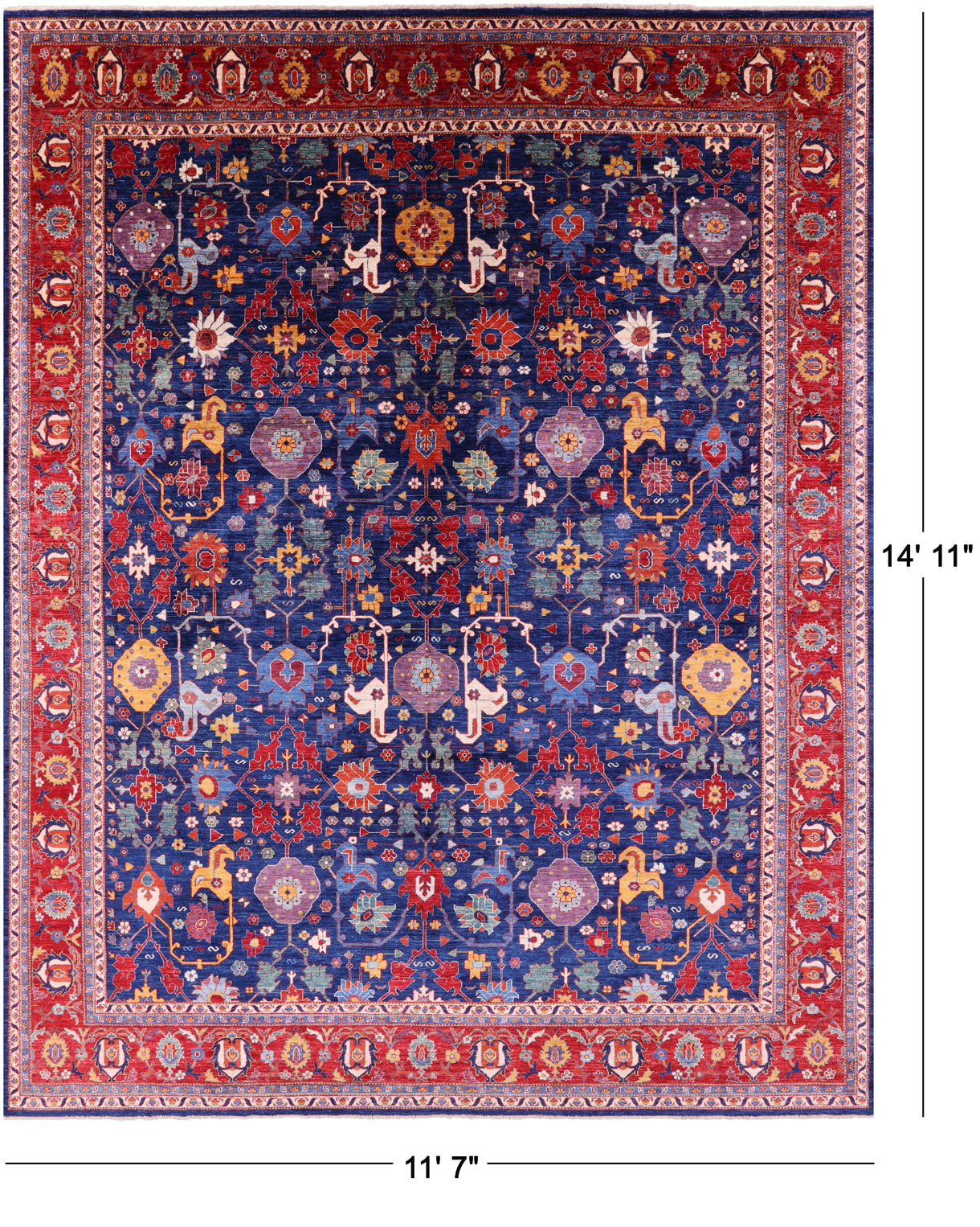 Persian Fine Serapi Hand Knotted Wool Rug - 11' 7" X 14' 11" - Golden Nile