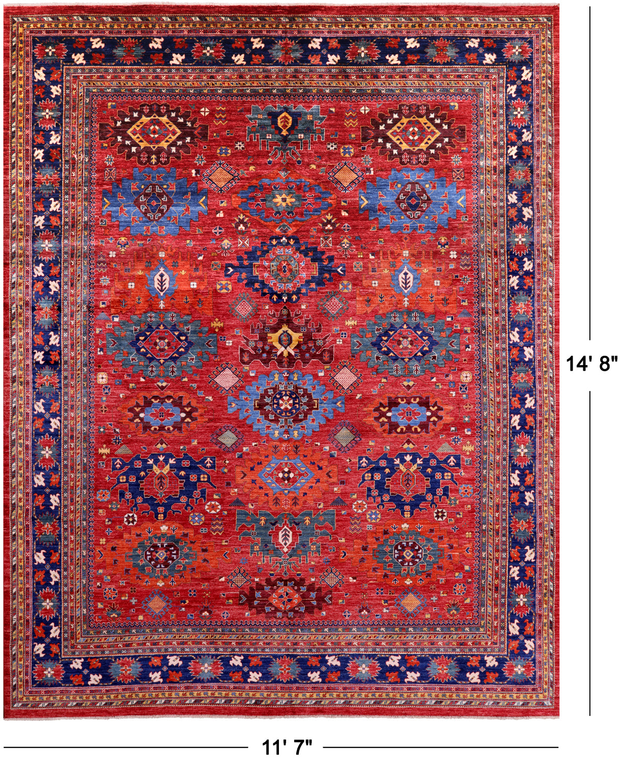 Persian Fine Serapi Hand Knotted Wool Rug - 11' 7" X 14' 8" - Golden Nile