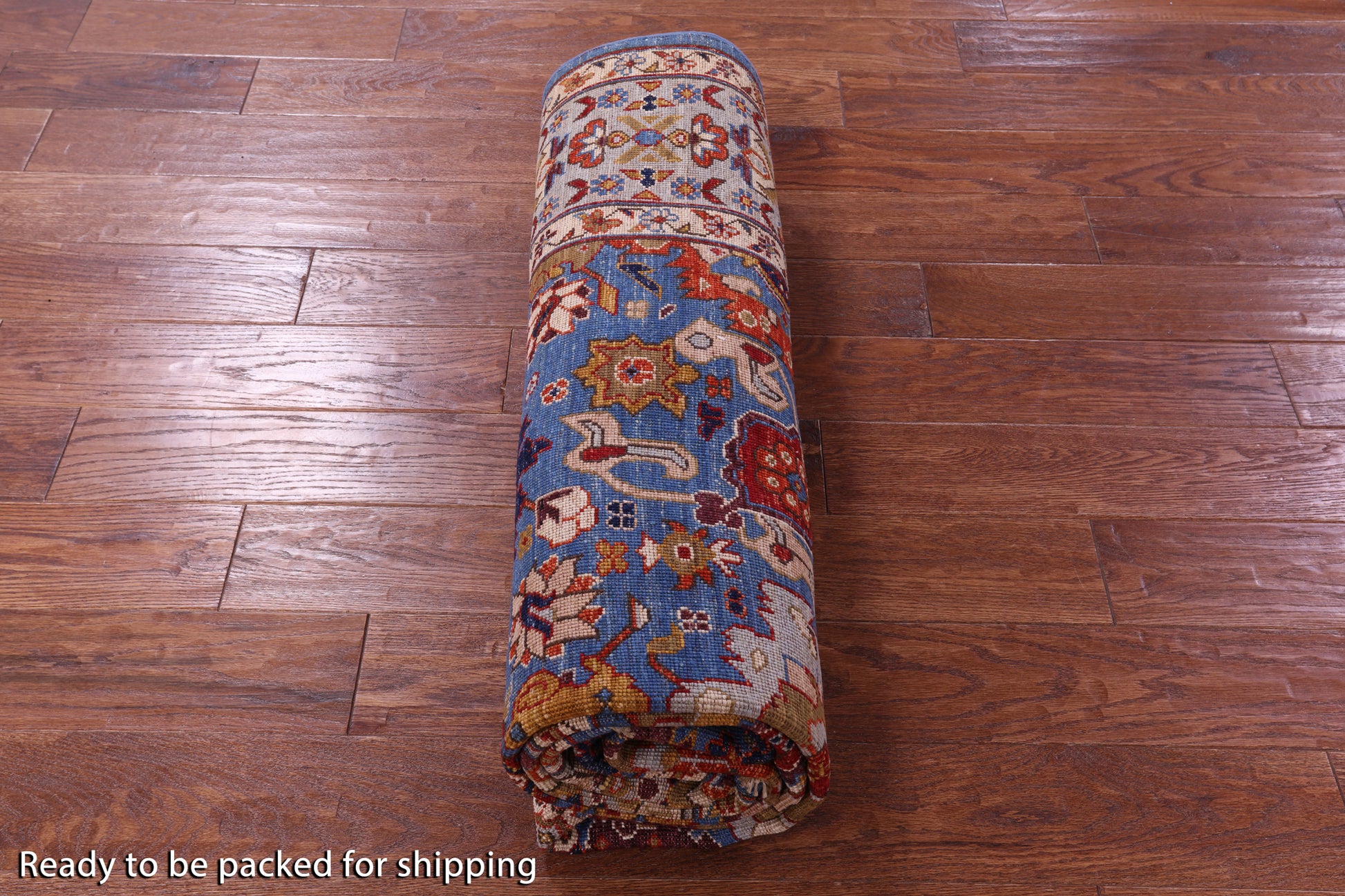 Blue Persian Fine Serapi Handmade Wool Rug - 5' 10" X 8' 11" - Golden Nile
