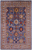 Blue Persian Fine Serapi Handmade Wool Rug - 5' 10" X 8' 11" - Golden Nile
