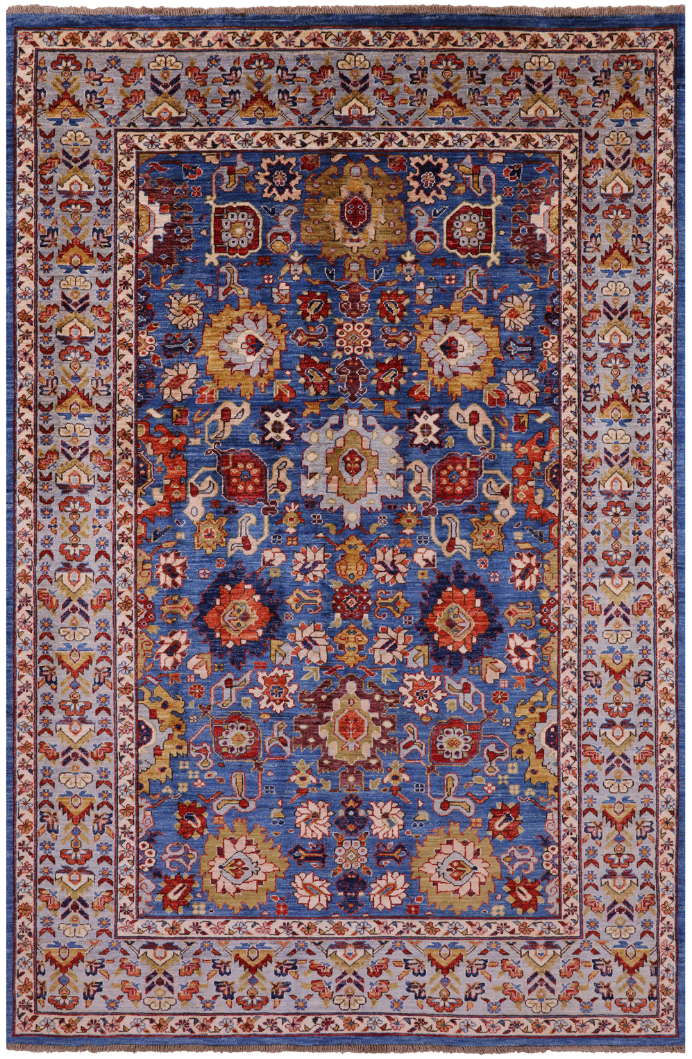 Blue Persian Fine Serapi Handmade Wool Rug - 5' 10" X 8' 11" - Golden Nile