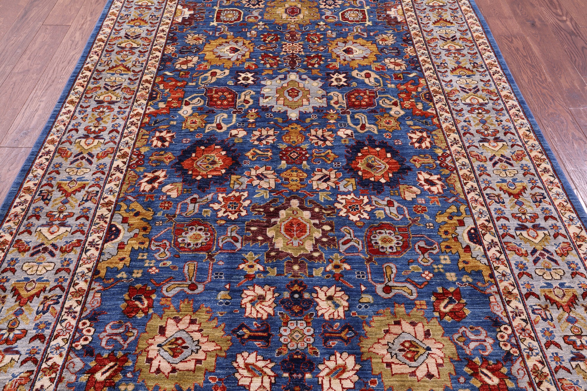 Blue Persian Fine Serapi Handmade Wool Rug - 5' 10" X 8' 11" - Golden Nile