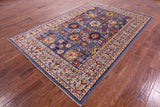 Blue Persian Fine Serapi Handmade Wool Rug - 5' 10" X 8' 11" - Golden Nile