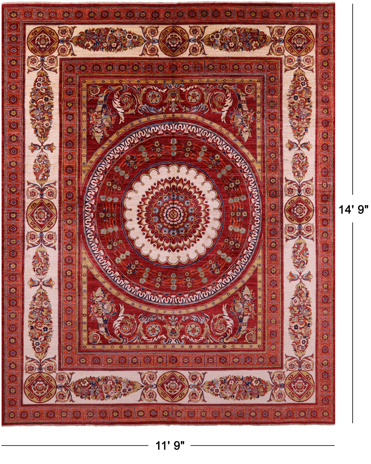 Persian Tabriz Hand Knotted Wool Rug - 11' 9" X 14' 9" - Golden Nile