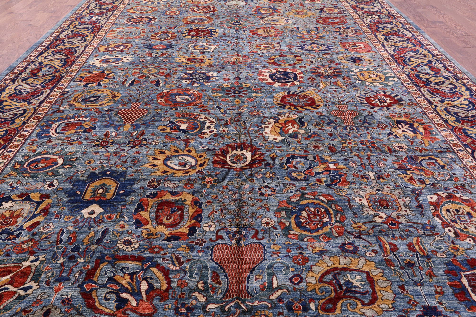 Persian Fine Serapi Hand Knotted Wool Rug - 11' 11" X 18' 4" - Golden Nile