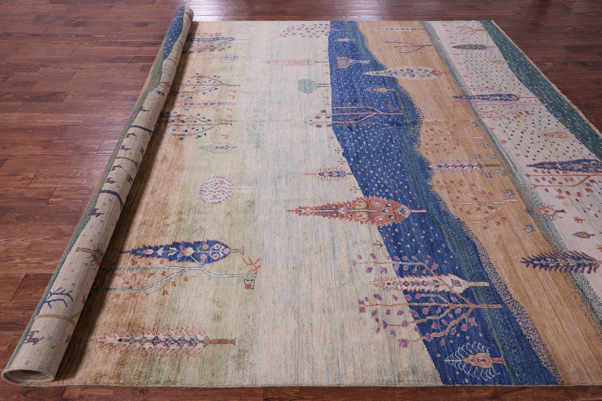 Tribal Persian Gabbeh Hand Knotted Wool Rug - 9' 10" X 13' 7" - Golden Nile