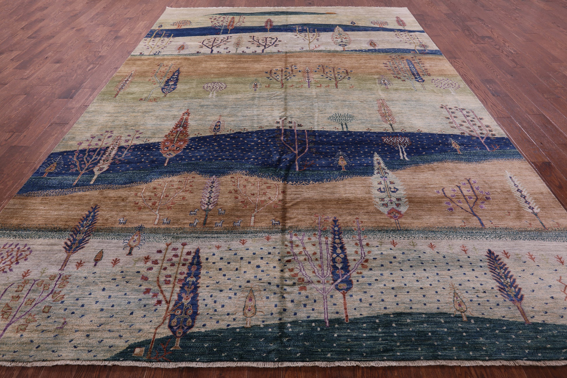 Tribal Persian Gabbeh Hand Knotted Wool Rug - 9' 10" X 13' 7" - Golden Nile