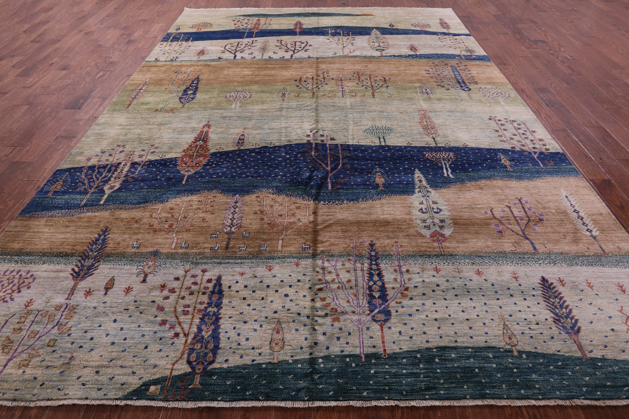 Tribal Persian Gabbeh Hand Knotted Wool Rug - 9' 10" X 13' 7" - Golden Nile