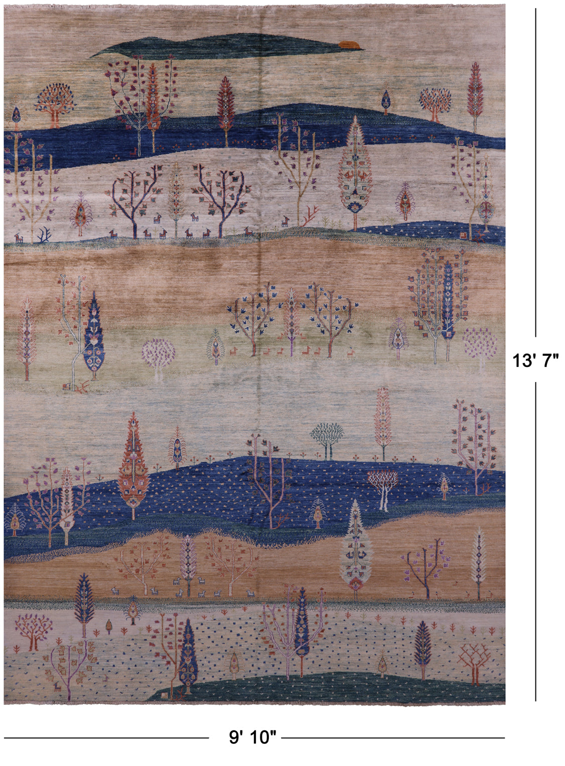 Tribal Persian Gabbeh Hand Knotted Wool Rug - 9' 10" X 13' 7" - Golden Nile