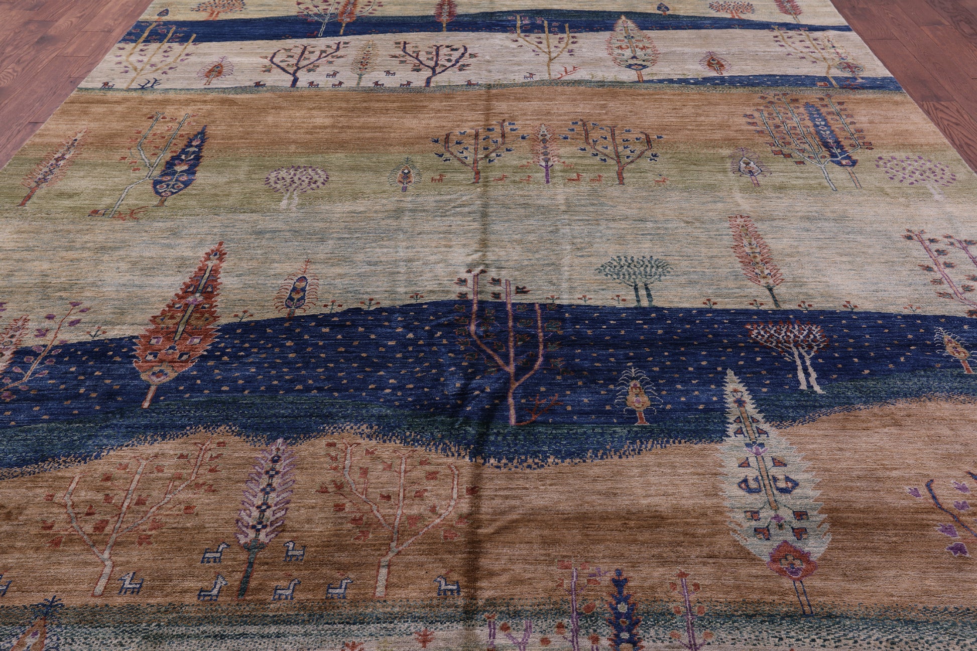 Tribal Persian Gabbeh Hand Knotted Wool Rug - 9' 10" X 13' 7" - Golden Nile