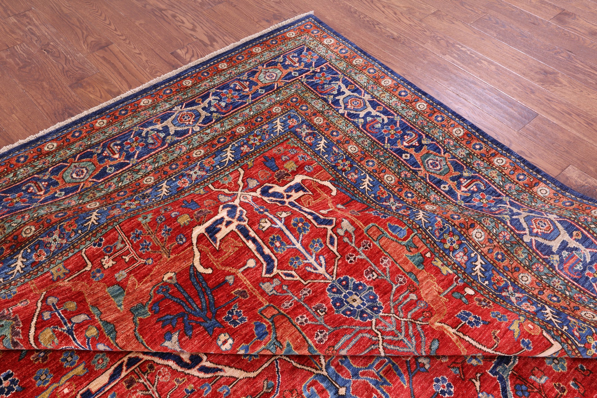 Red Persian Fine Serapi Handmade Wool Rug - 10' 0" X 15' 9" - Golden Nile