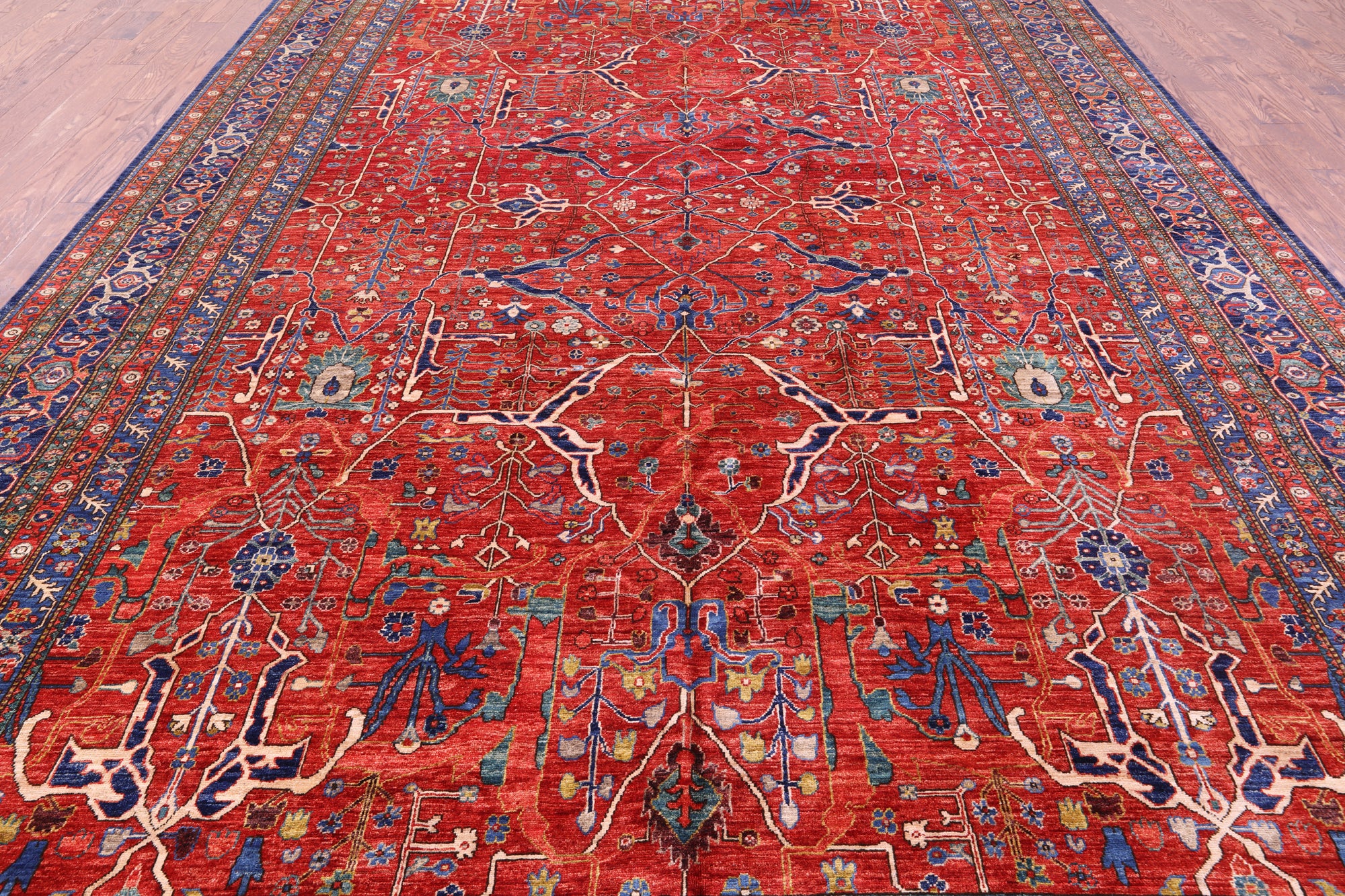 Red Persian Fine Serapi Handmade Wool Rug - 10' 0" X 15' 9" - Golden Nile