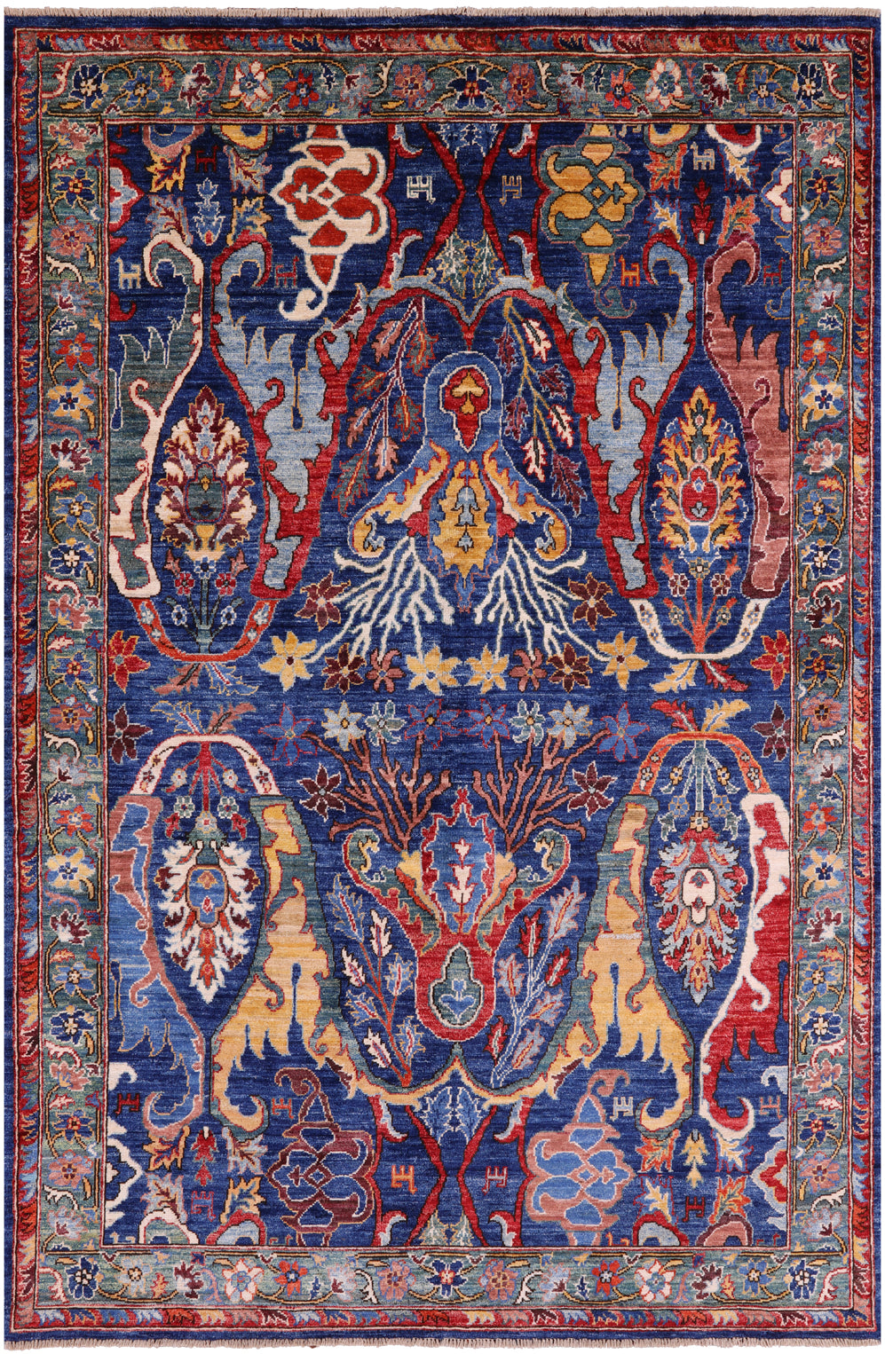 Persian Fine Serapi Handmade Wool Rug - 5' 9" X 8' 9" - Golden Nile