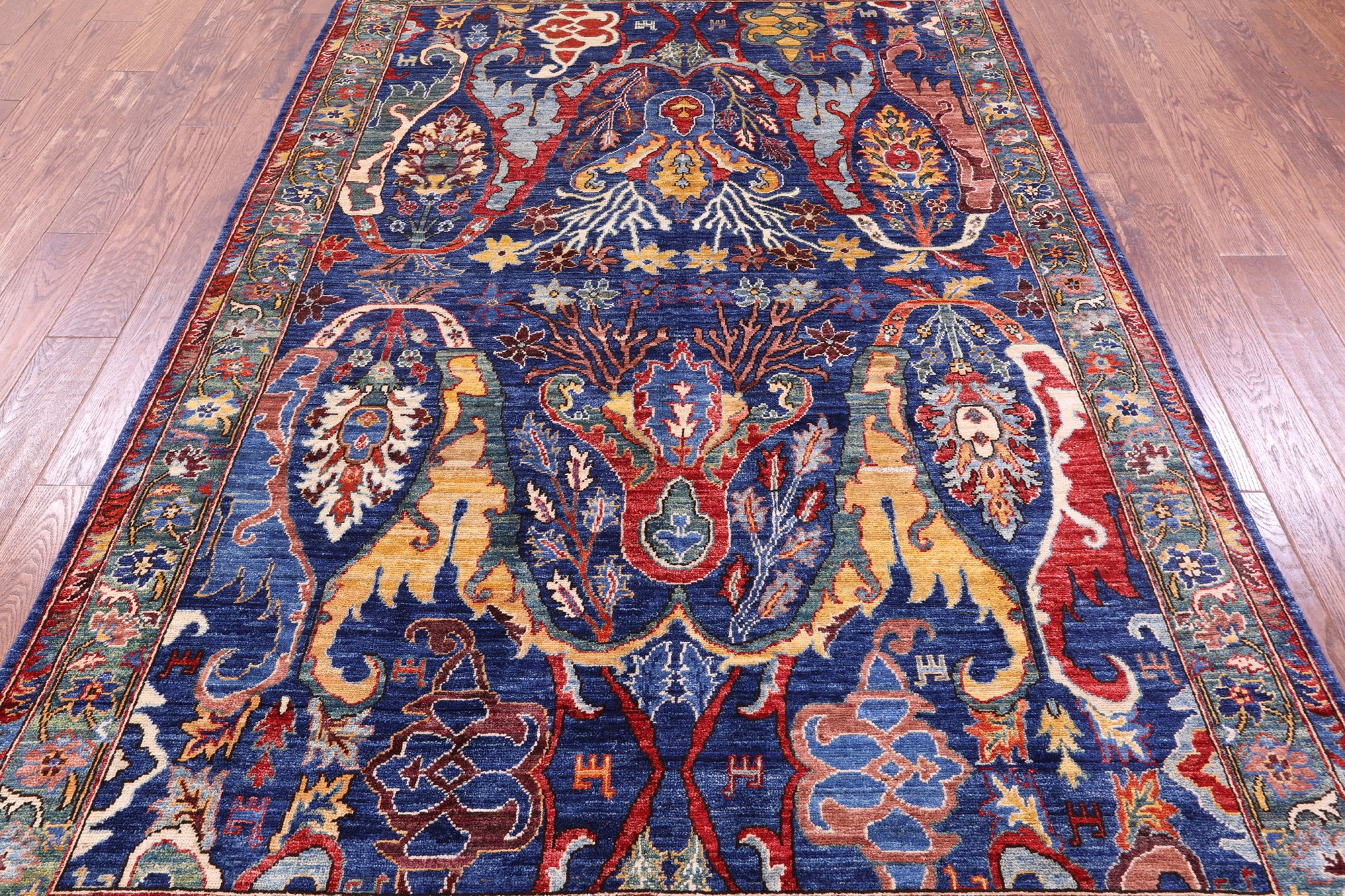 Persian Fine Serapi Handmade Wool Rug - 5' 9" X 8' 9" - Golden Nile