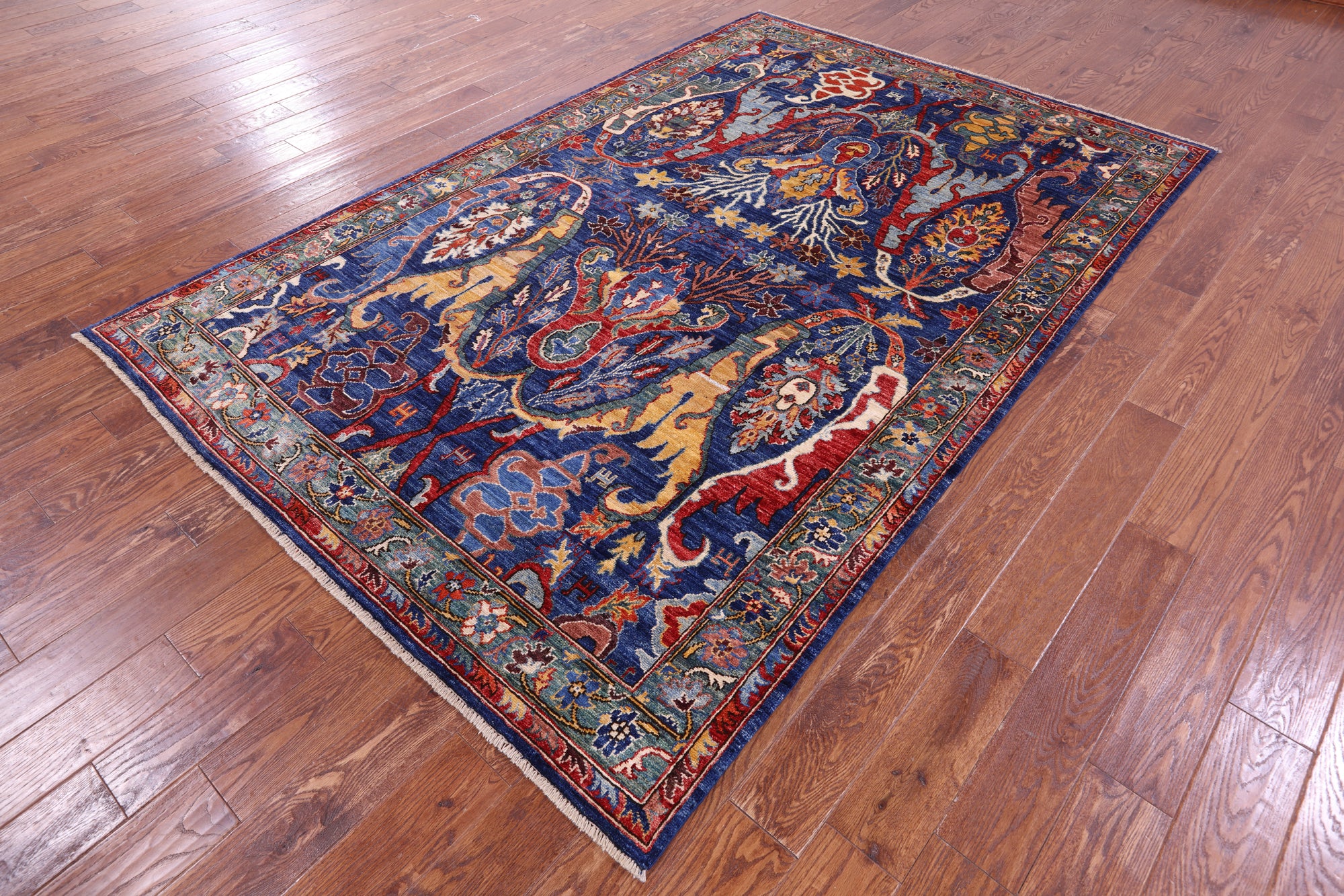 Persian Fine Serapi Handmade Wool Rug - 5' 9" X 8' 9" - Golden Nile