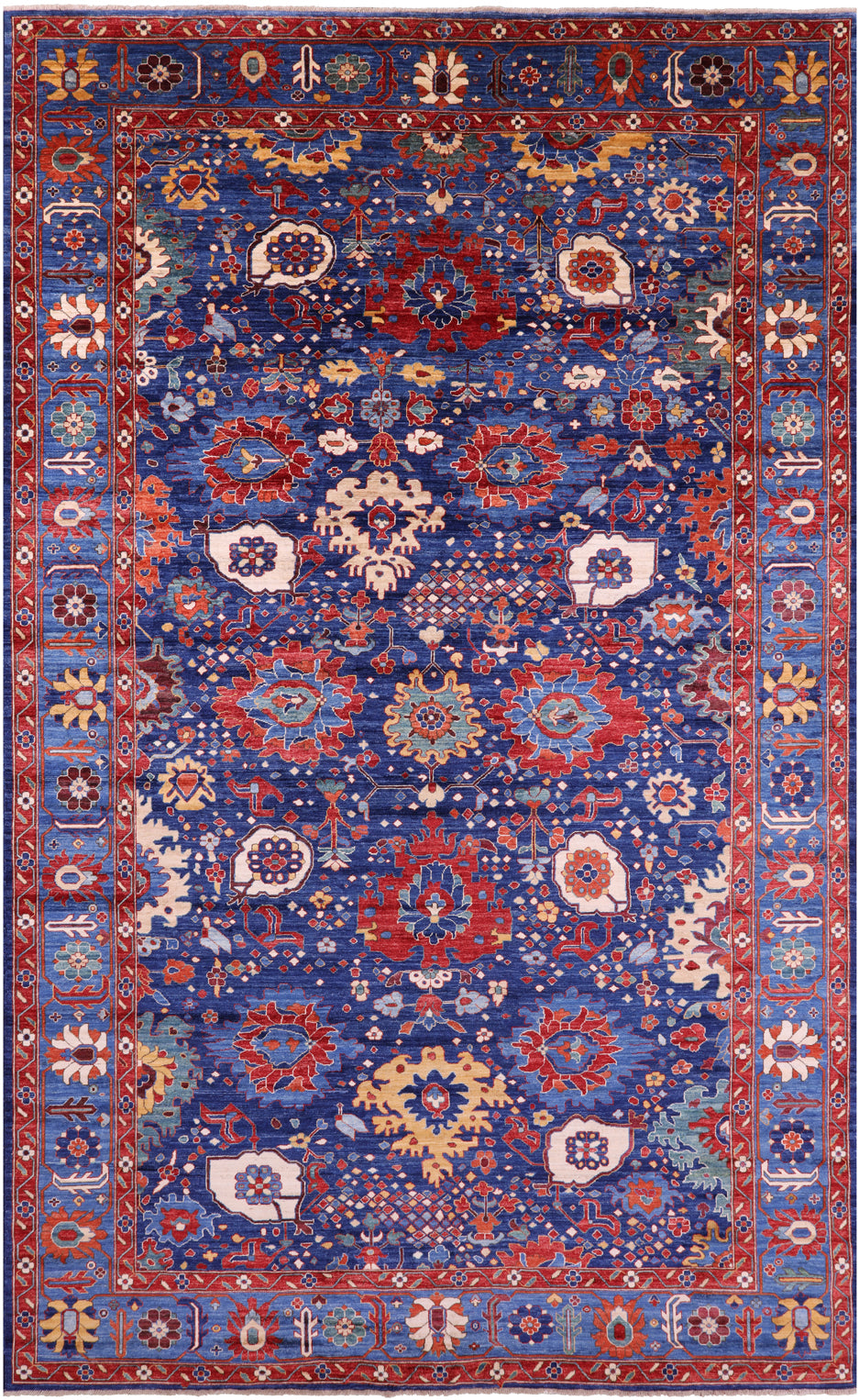 Blue Persian Fine Serapi Hand Knotted Wool Rug - 9' 8" X 15' 8" - Golden Nile