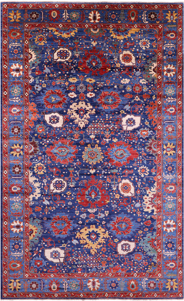 Blue Persian Fine Serapi Hand Knotted Wool Rug - 9' 8" X 15' 8" - Golden Nile