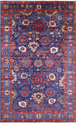 Blue Persian Fine Serapi Hand Knotted Wool Rug - 9' 8