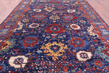Blue Persian Fine Serapi Hand Knotted Wool Rug - 9' 8" X 15' 8" - Golden Nile