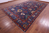 Blue Persian Fine Serapi Hand Knotted Wool Rug - 9' 8" X 15' 8" - Golden Nile