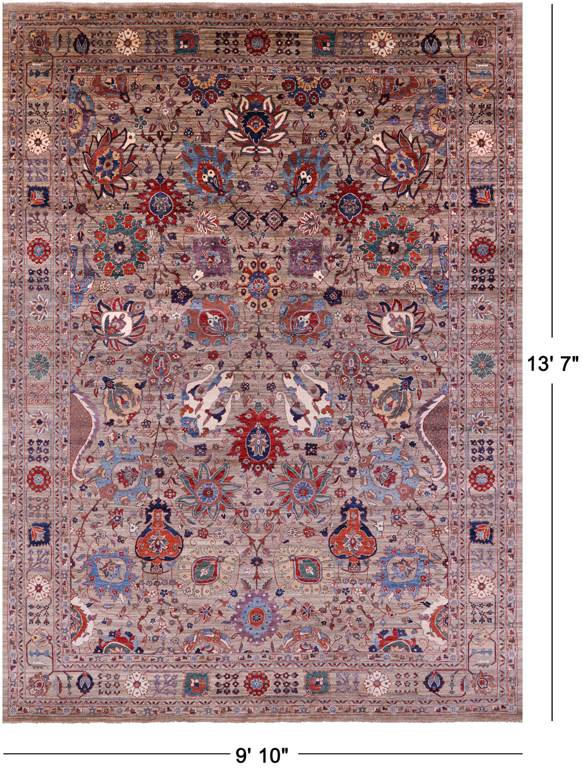 Persian Fine Serapi Hand Knotted Wool Rug - 9' 10" X 13' 7" - Golden Nile