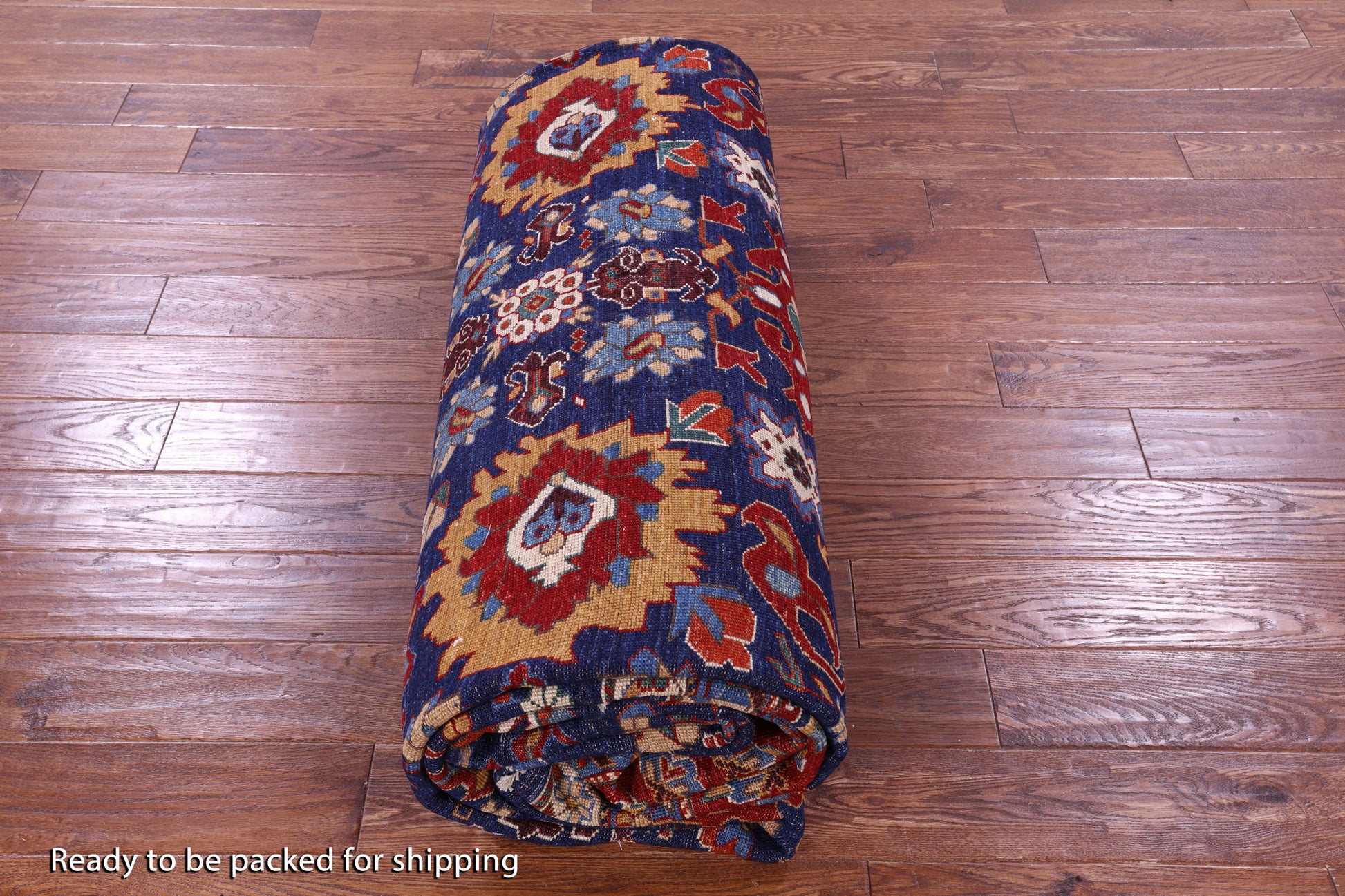 Blue Persian Fine Serapi Hand Knotted Wool Rug - 9' 10" X 13' 8" - Golden Nile