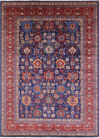 Blue Persian Fine Serapi Hand Knotted Wool Rug - 9' 10