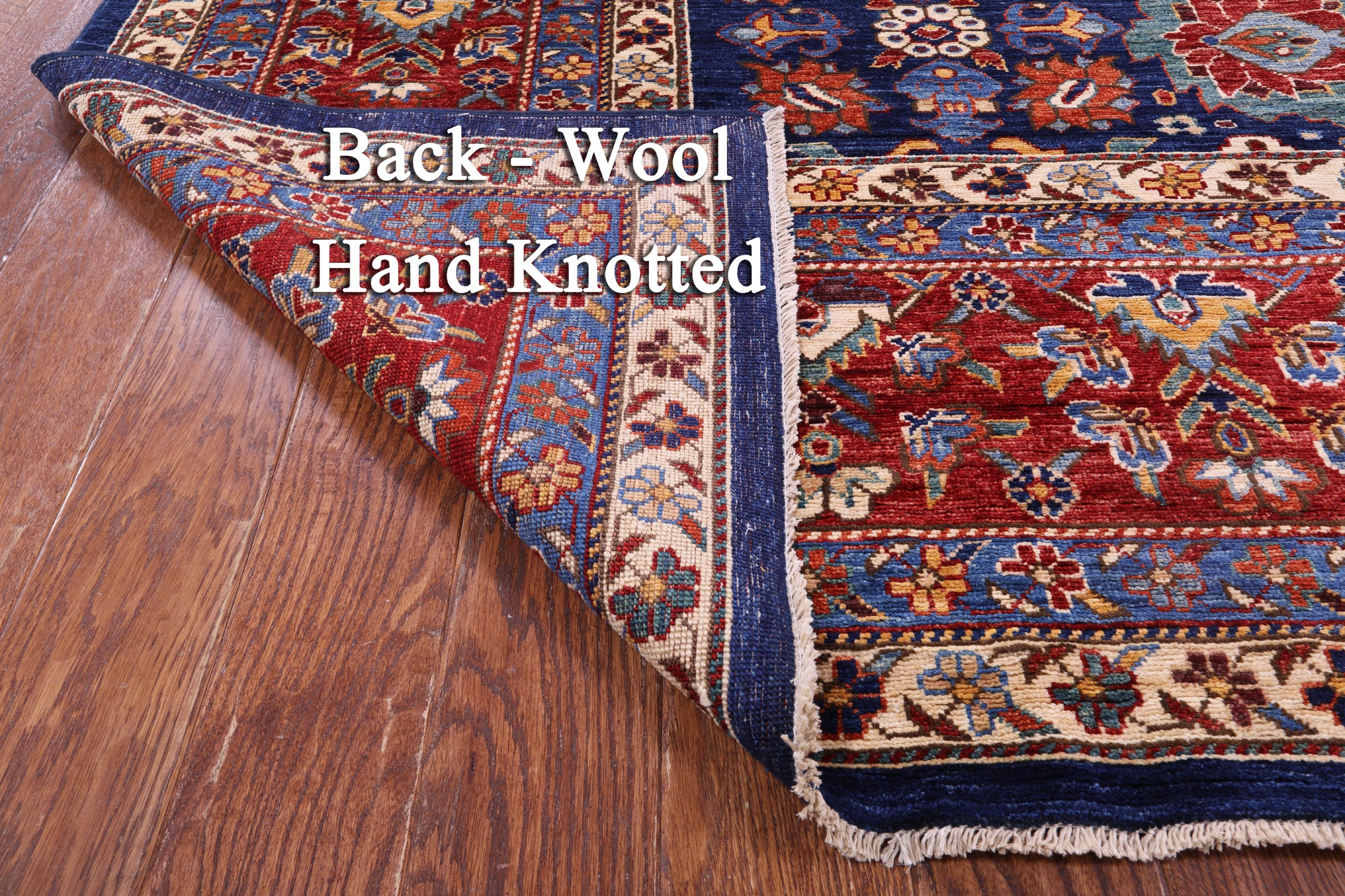 Blue Persian Fine Serapi Hand Knotted Wool Rug - 9' 10" X 13' 8" - Golden Nile