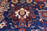 Blue Persian Fine Serapi Hand Knotted Wool Rug - 9' 10" X 13' 8" - Golden Nile
