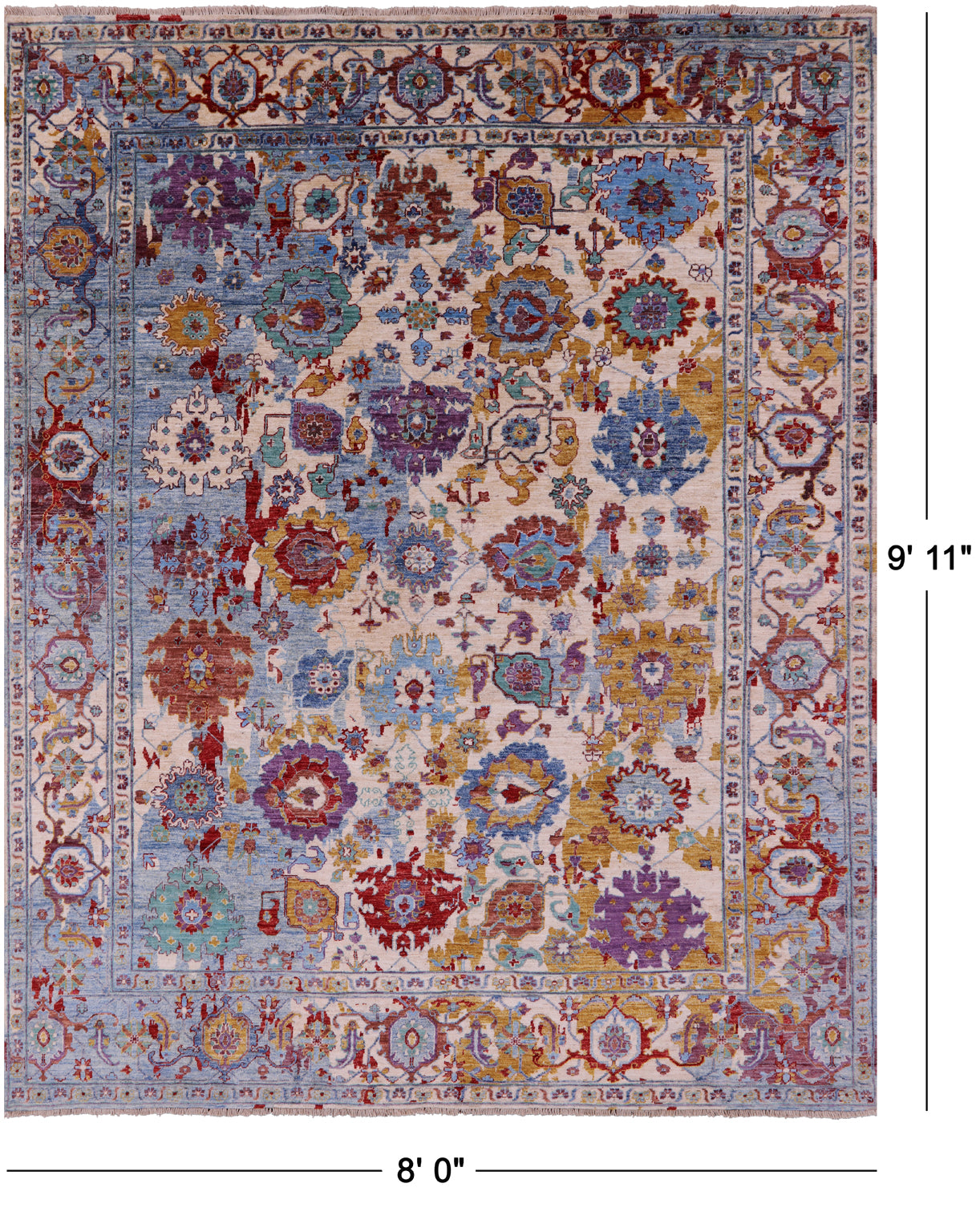 Persian Fine Serapi Handmade Wool Rug - 8' 0" X 9' 11" - Golden Nile