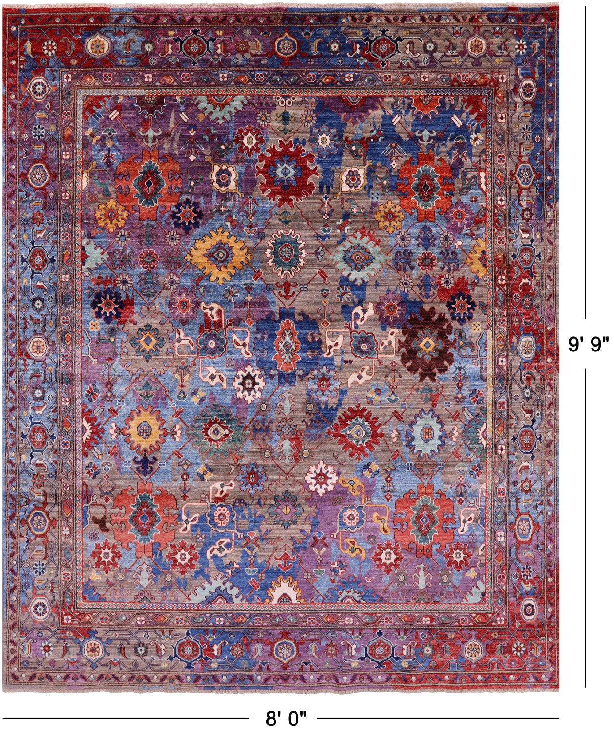 Persian Fine Serapi Hand Knotted Wool Rug - 8' 0" X 9' 9" - Golden Nile