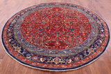 Round Persian Fine Serapi Hand Knotted Wool Rug - 8' 2" X 8' 2" - Golden Nile