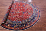 Round Persian Fine Serapi Hand Knotted Wool Rug - 8' 2" X 8' 2" - Golden Nile