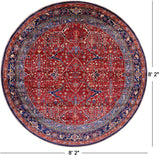 Round Persian Fine Serapi Hand Knotted Wool Rug - 8' 2" X 8' 2" - Golden Nile