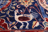 Blue Exotic Birds Persian Fine Serapi Hand Knotted Wool Rug - 10' 3" X 13' 10" - Golden Nile