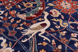 Blue Exotic Birds Persian Fine Serapi Hand Knotted Wool Rug - 10' 3" X 13' 10" - Golden Nile