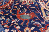 Blue Exotic Birds Persian Fine Serapi Hand Knotted Wool Rug - 10' 3" X 13' 10" - Golden Nile