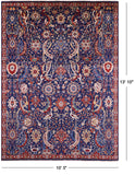 Blue Exotic Birds Persian Fine Serapi Hand Knotted Wool Rug - 10' 3" X 13' 10" - Golden Nile