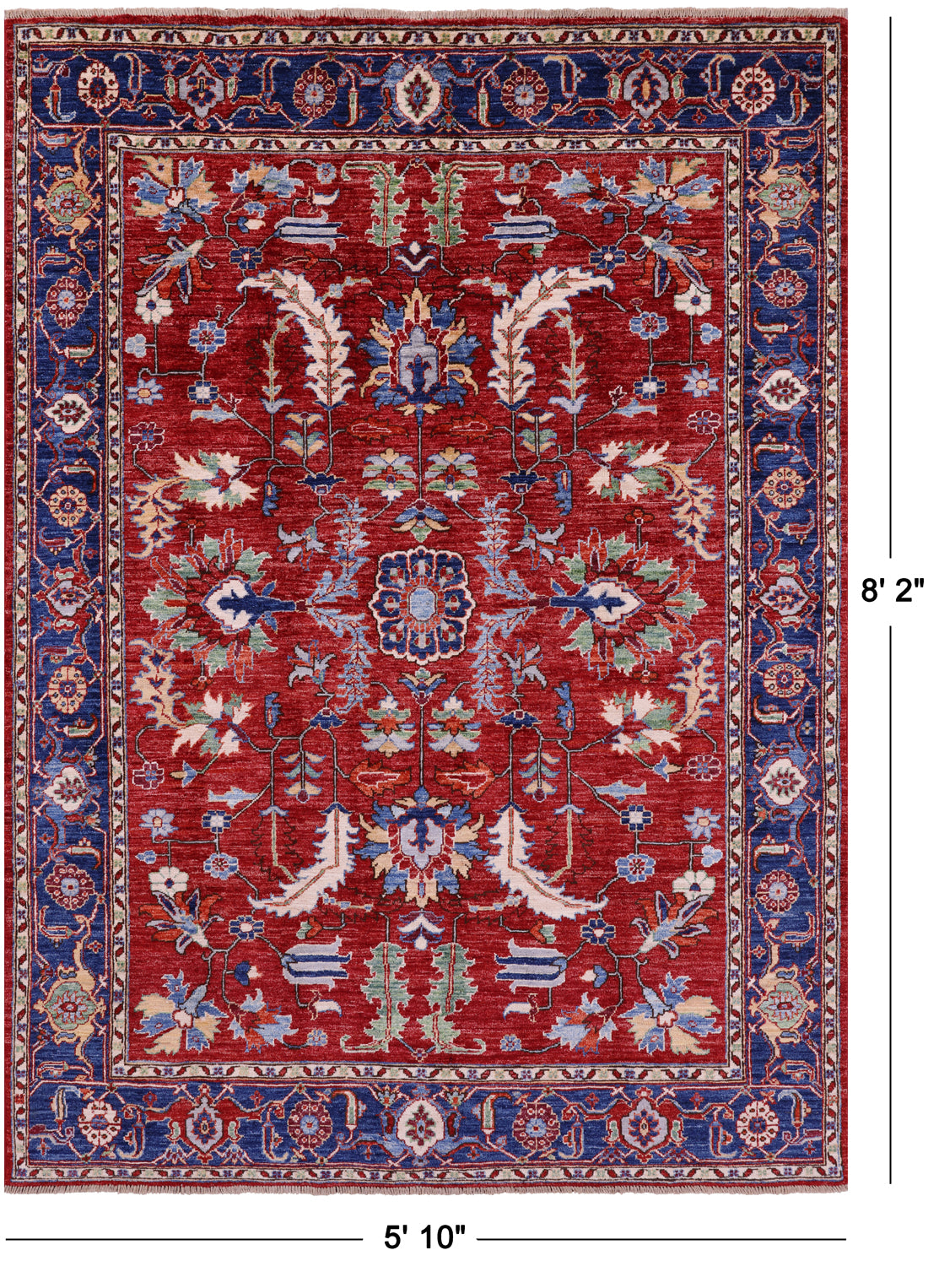 Persian Fine Serapi Hand Knotted Wool Rug - 5' 10" X 8' 2" - Golden Nile