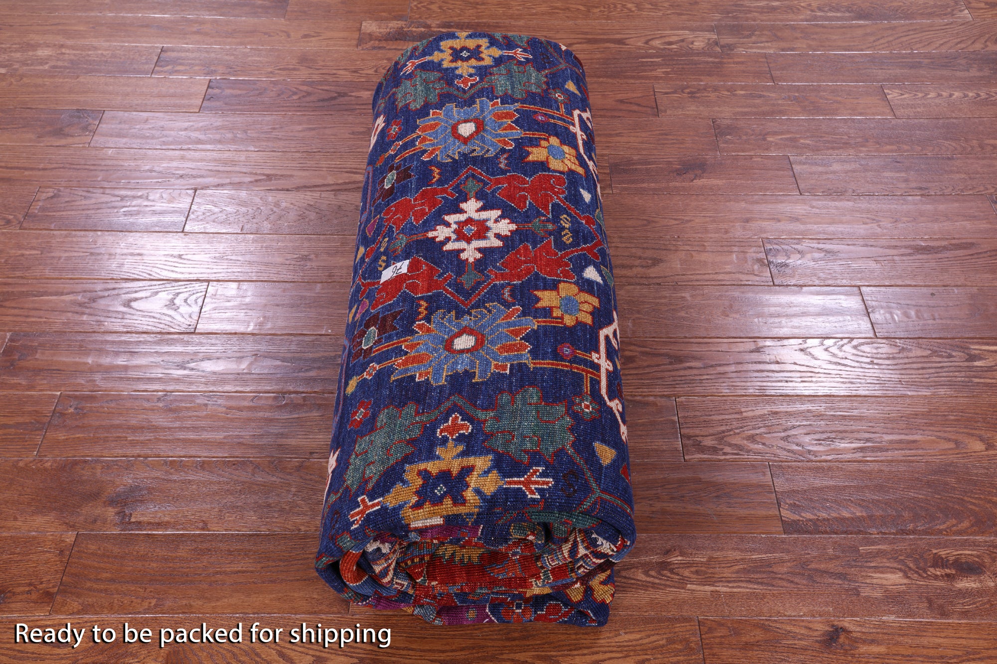 Blue Persian Fine Serapi Hand Knotted Wool Rug - 9' 7" X 13' 9" - Golden Nile