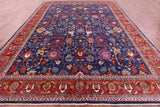 Blue Persian Fine Serapi Hand Knotted Wool Rug - 9' 7" X 13' 9" - Golden Nile