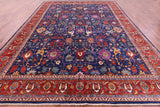 Blue Persian Fine Serapi Hand Knotted Wool Rug - 9' 7" X 13' 9" - Golden Nile