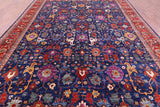 Blue Persian Fine Serapi Hand Knotted Wool Rug - 9' 7" X 13' 9" - Golden Nile