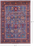 Blue Persian Fine Serapi Hand Knotted Wool Rug - 9' 11" X 14' 1" - Golden Nile